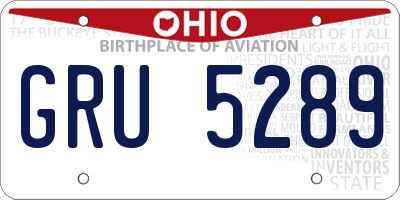 OH license plate GRU5289