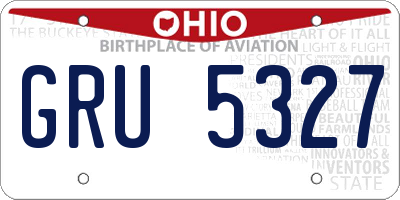 OH license plate GRU5327