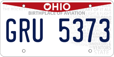 OH license plate GRU5373