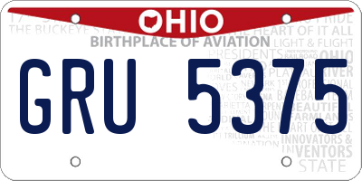 OH license plate GRU5375