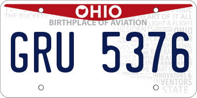 OH license plate GRU5376