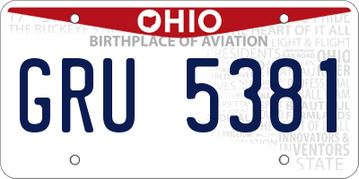 OH license plate GRU5381
