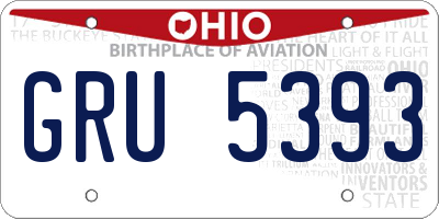 OH license plate GRU5393