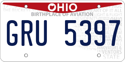 OH license plate GRU5397