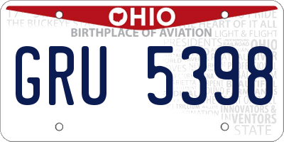 OH license plate GRU5398