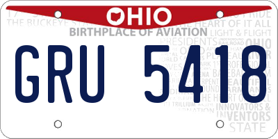 OH license plate GRU5418