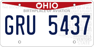 OH license plate GRU5437