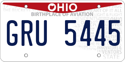 OH license plate GRU5445