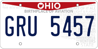 OH license plate GRU5457
