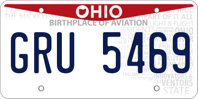 OH license plate GRU5469