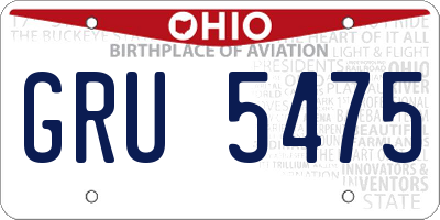 OH license plate GRU5475
