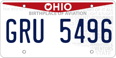 OH license plate GRU5496