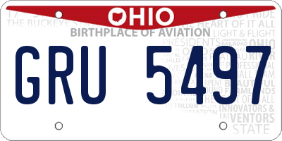 OH license plate GRU5497