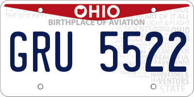 OH license plate GRU5522