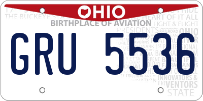 OH license plate GRU5536