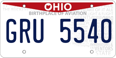 OH license plate GRU5540