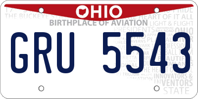 OH license plate GRU5543