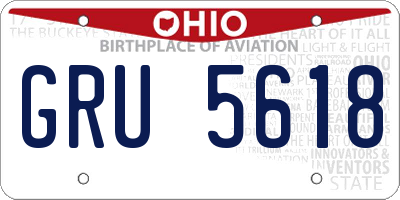 OH license plate GRU5618