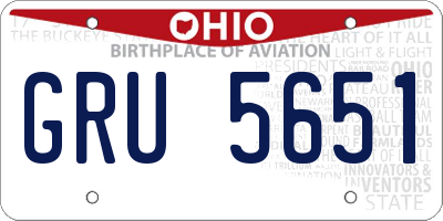 OH license plate GRU5651