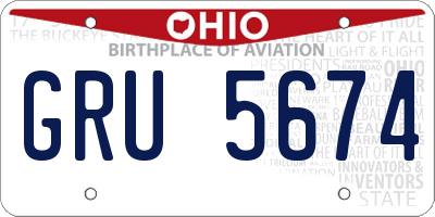 OH license plate GRU5674