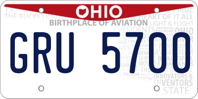 OH license plate GRU5700