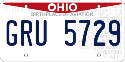 OH license plate GRU5729