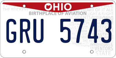 OH license plate GRU5743