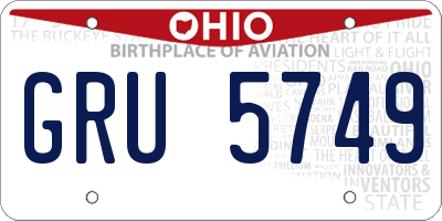 OH license plate GRU5749