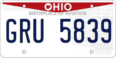 OH license plate GRU5839
