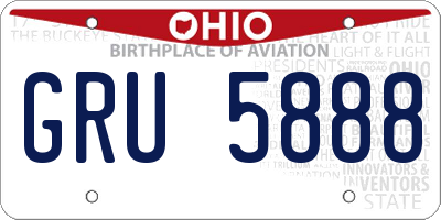 OH license plate GRU5888