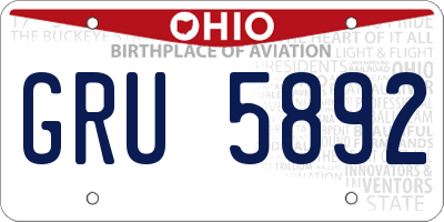 OH license plate GRU5892