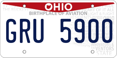 OH license plate GRU5900