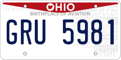OH license plate GRU5981
