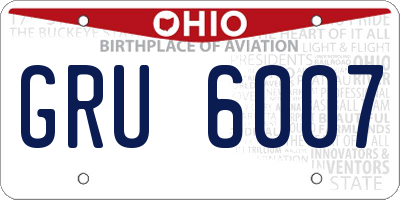 OH license plate GRU6007