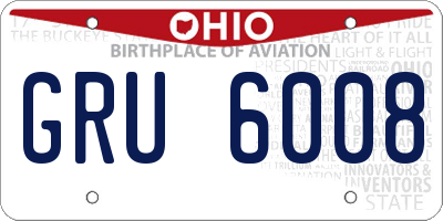 OH license plate GRU6008