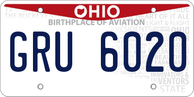 OH license plate GRU6020
