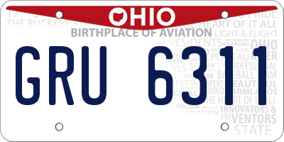 OH license plate GRU6311