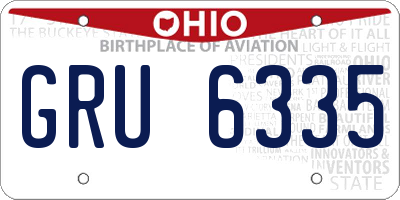 OH license plate GRU6335