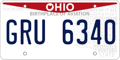 OH license plate GRU6340