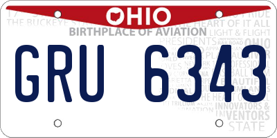 OH license plate GRU6343