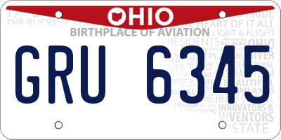 OH license plate GRU6345