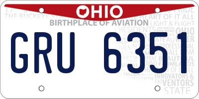 OH license plate GRU6351