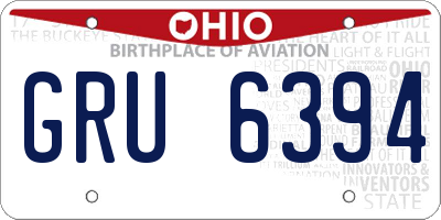 OH license plate GRU6394
