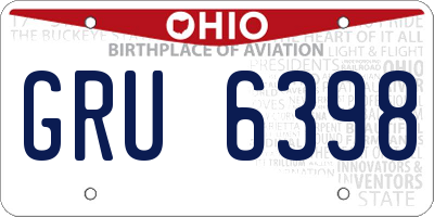 OH license plate GRU6398