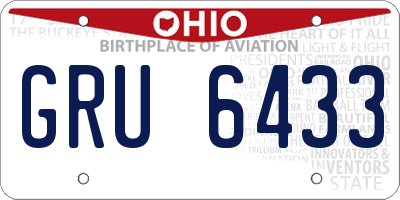 OH license plate GRU6433