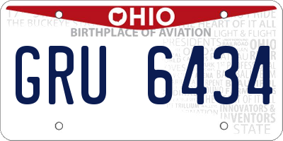 OH license plate GRU6434