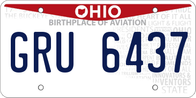 OH license plate GRU6437
