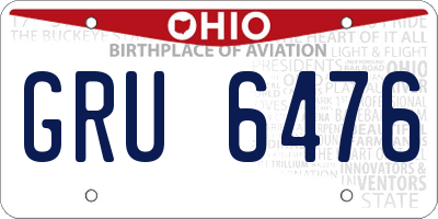 OH license plate GRU6476