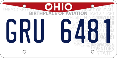 OH license plate GRU6481