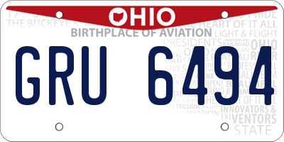 OH license plate GRU6494